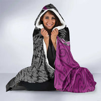 Personalised New Zealand Darts Hooded Blanket Koru Tribal Tattoo and Silver Fern Maori Pattern Pink Color LT03 - Polynesian Pride