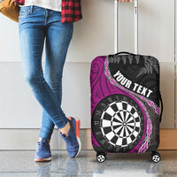 Personalised New Zealand Darts Luggage Cover Koru Tribal Tattoo and Silver Fern Maori Pattern Pink Color LT03 - Polynesian Pride