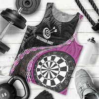 Personalised New Zealand Darts Men Tank Top Koru Tribal Tattoo and Silver Fern Maori Pattern Pink Color