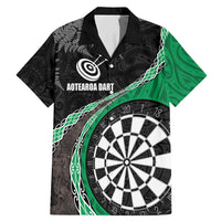 Personalised New Zealand Darts Family Matching Mermaid Dress and Hawaiian Shirt Koru Tribal Tattoo and Silver Fern Maori Pattern Green Color LT03 Dad's Shirt - Short Sleeve Green - Polynesian Pride