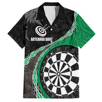 Personalised New Zealand Darts Family Matching Off Shoulder Maxi Dress and Hawaiian Shirt Koru Tribal Tattoo and Silver Fern Maori Pattern Green Color LT03 Dad's Shirt - Short Sleeve Green - Polynesian Pride