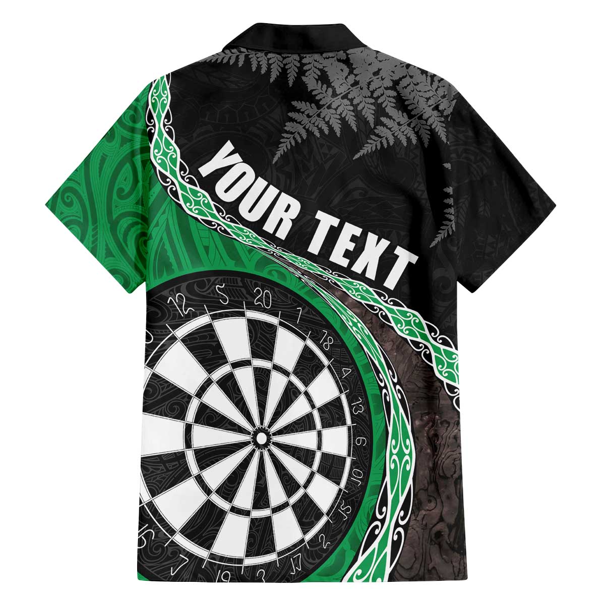 Personalised New Zealand Darts Family Matching Puletasi and Hawaiian Shirt Koru Tribal Tattoo and Silver Fern Maori Pattern Green Color LT03 - Polynesian Pride