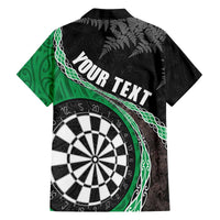 Personalised New Zealand Darts Family Matching Puletasi and Hawaiian Shirt Koru Tribal Tattoo and Silver Fern Maori Pattern Green Color LT03 - Polynesian Pride
