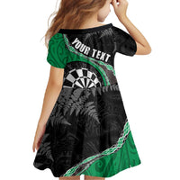 Personalised New Zealand Darts Family Matching Summer Maxi Dress and Hawaiian Shirt Koru Tribal Tattoo and Silver Fern Maori Pattern Green Color LT03 - Polynesian Pride