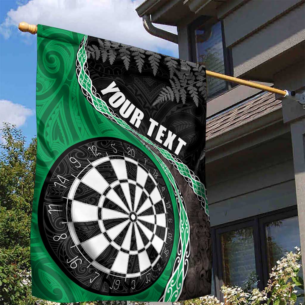 Personalised New Zealand Darts Garden Flag Koru Tribal Tattoo and Silver Fern Maori Pattern Green Color LT03 - Polynesian Pride