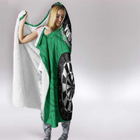Personalised New Zealand Darts Hooded Blanket Koru Tribal Tattoo and Silver Fern Maori Pattern Green Color LT03 - Polynesian Pride