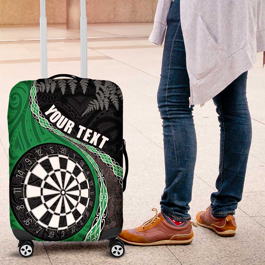 Personalised New Zealand Darts Luggage Cover Koru Tribal Tattoo and Silver Fern Maori Pattern Green Color LT03 Green - Polynesian Pride