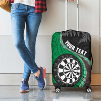 Personalised New Zealand Darts Luggage Cover Koru Tribal Tattoo and Silver Fern Maori Pattern Green Color LT03 - Polynesian Pride