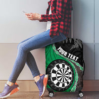 Personalised New Zealand Darts Luggage Cover Koru Tribal Tattoo and Silver Fern Maori Pattern Green Color LT03 - Polynesian Pride