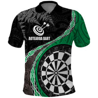 Personalised New Zealand Darts Polo Shirt Koru Tribal Tattoo and Silver Fern Maori Pattern Green Color LT03 Green - Polynesian Pride