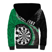 Personalised New Zealand Darts Sherpa Hoodie Koru Tribal Tattoo and Silver Fern Maori Pattern Green Color LT03 - Polynesian Pride
