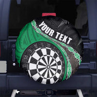 Personalised New Zealand Darts Spare Tire Cover Koru Tribal Tattoo and Silver Fern Maori Pattern Green Color LT03 - Polynesian Pride