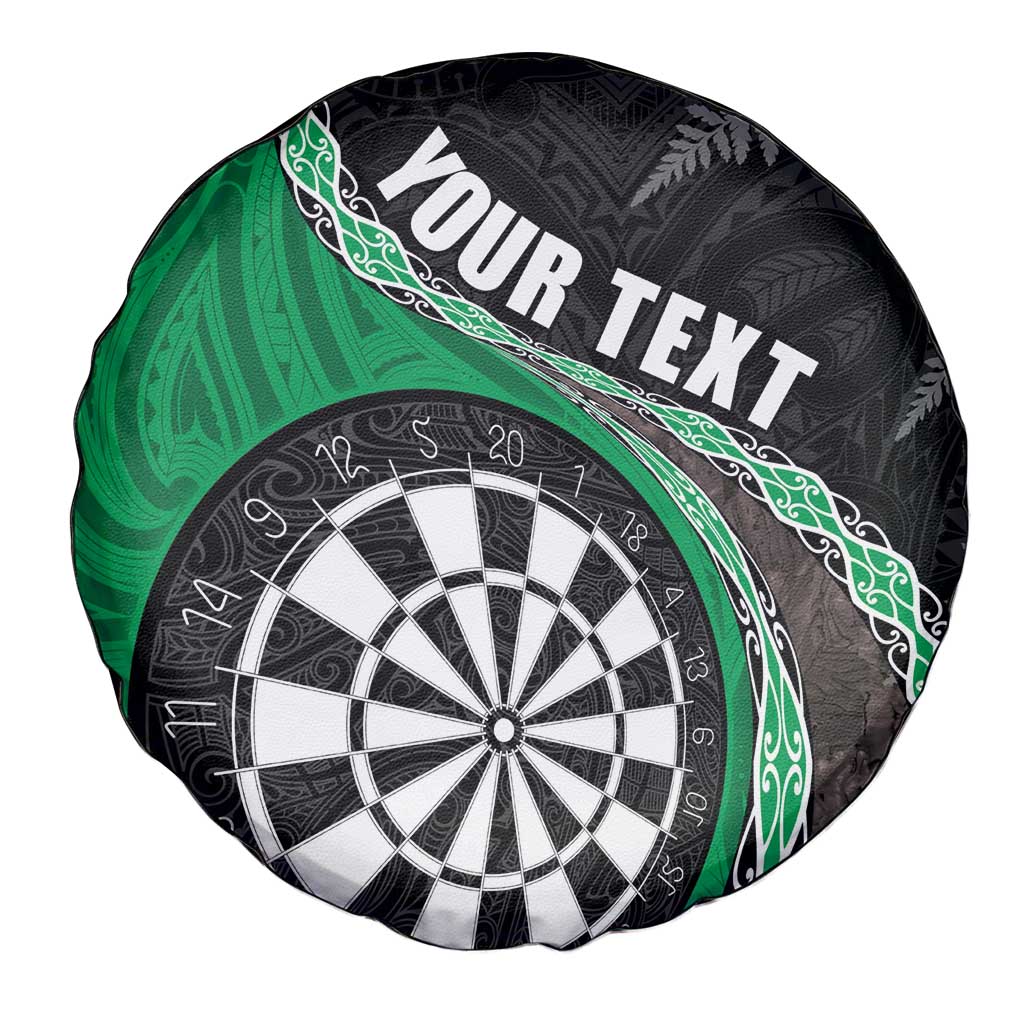 Personalised New Zealand Darts Spare Tire Cover Koru Tribal Tattoo and Silver Fern Maori Pattern Green Color LT03 - Polynesian Pride