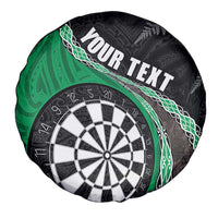 Personalised New Zealand Darts Spare Tire Cover Koru Tribal Tattoo and Silver Fern Maori Pattern Green Color LT03 - Polynesian Pride