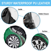 Personalised New Zealand Darts Spare Tire Cover Koru Tribal Tattoo and Silver Fern Maori Pattern Green Color LT03 - Polynesian Pride