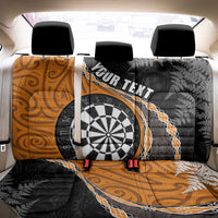 Personalised New Zealand Darts Back Car Seat Cover Koru Tribal Tattoo and Silver Fern Maori Pattern Orange Color LT03 - Polynesian Pride