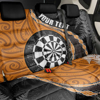 Personalised New Zealand Darts Back Car Seat Cover Koru Tribal Tattoo and Silver Fern Maori Pattern Orange Color LT03 - Polynesian Pride