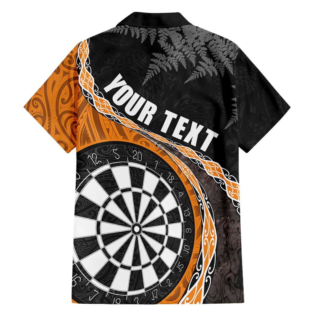 Personalised New Zealand Darts Family Matching Long Sleeve Bodycon Dress and Hawaiian Shirt Koru Tribal Tattoo and Silver Fern Maori Pattern Orange Color LT03 - Polynesian Pride