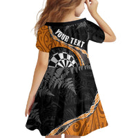 Personalised New Zealand Darts Family Matching Mermaid Dress and Hawaiian Shirt Koru Tribal Tattoo and Silver Fern Maori Pattern Orange Color LT03 - Polynesian Pride