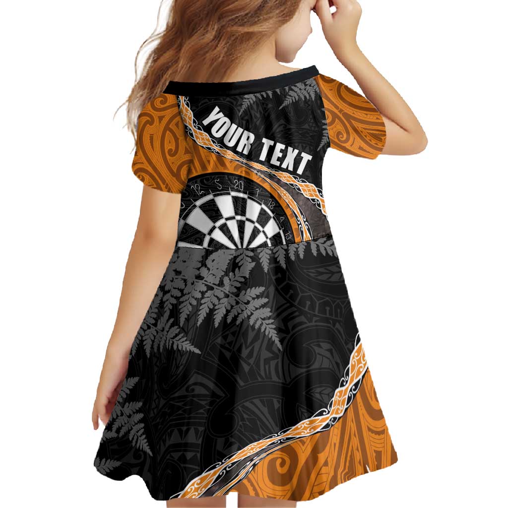 Personalised New Zealand Darts Family Matching Off Shoulder Maxi Dress and Hawaiian Shirt Koru Tribal Tattoo and Silver Fern Maori Pattern Orange Color LT03 - Polynesian Pride