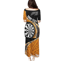 Personalised New Zealand Darts Family Matching Puletasi and Hawaiian Shirt Koru Tribal Tattoo and Silver Fern Maori Pattern Orange Color LT03 - Polynesian Pride