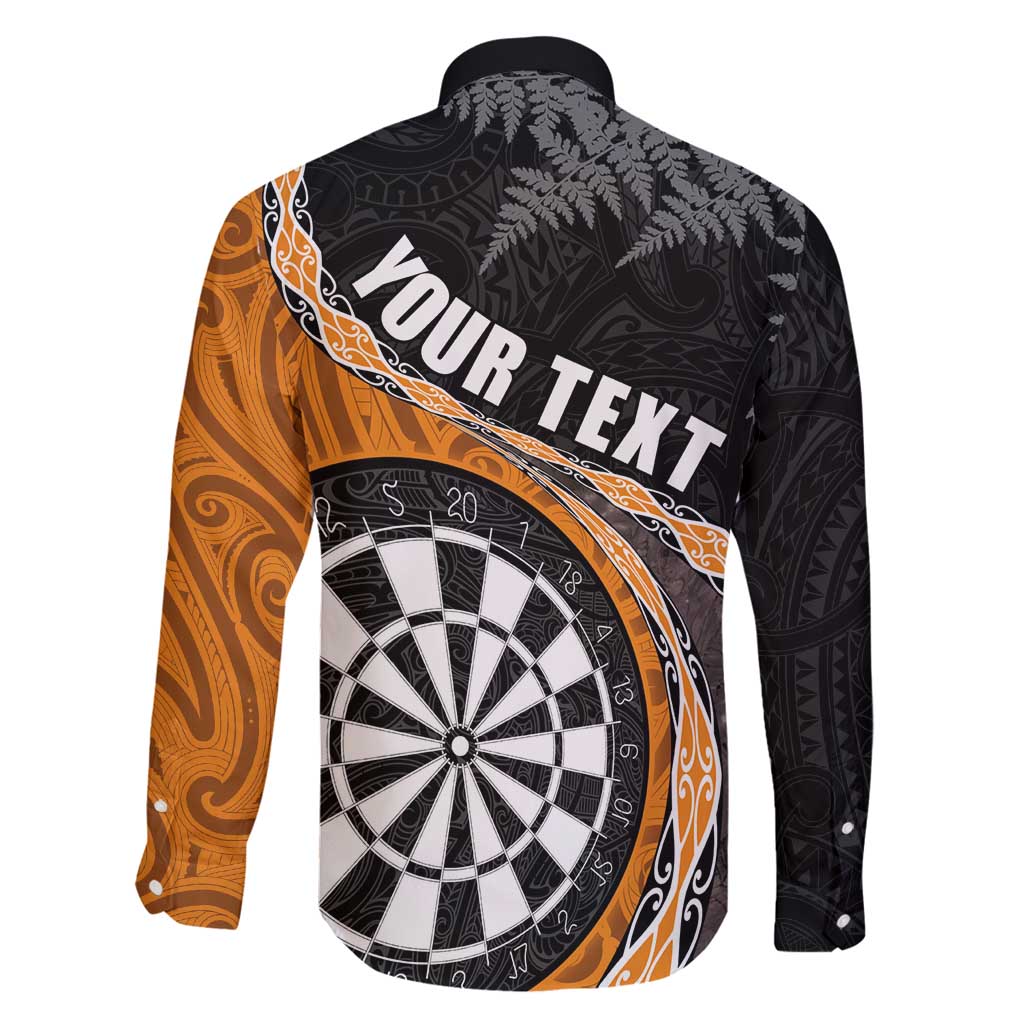 Personalised New Zealand Darts Family Matching Summer Maxi Dress and Hawaiian Shirt Koru Tribal Tattoo and Silver Fern Maori Pattern Orange Color LT03 - Polynesian Pride