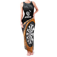 Personalised New Zealand Darts Family Matching Tank Maxi Dress and Hawaiian Shirt Koru Tribal Tattoo and Silver Fern Maori Pattern Orange Color LT03 Mom's Dress Orange - Polynesian Pride
