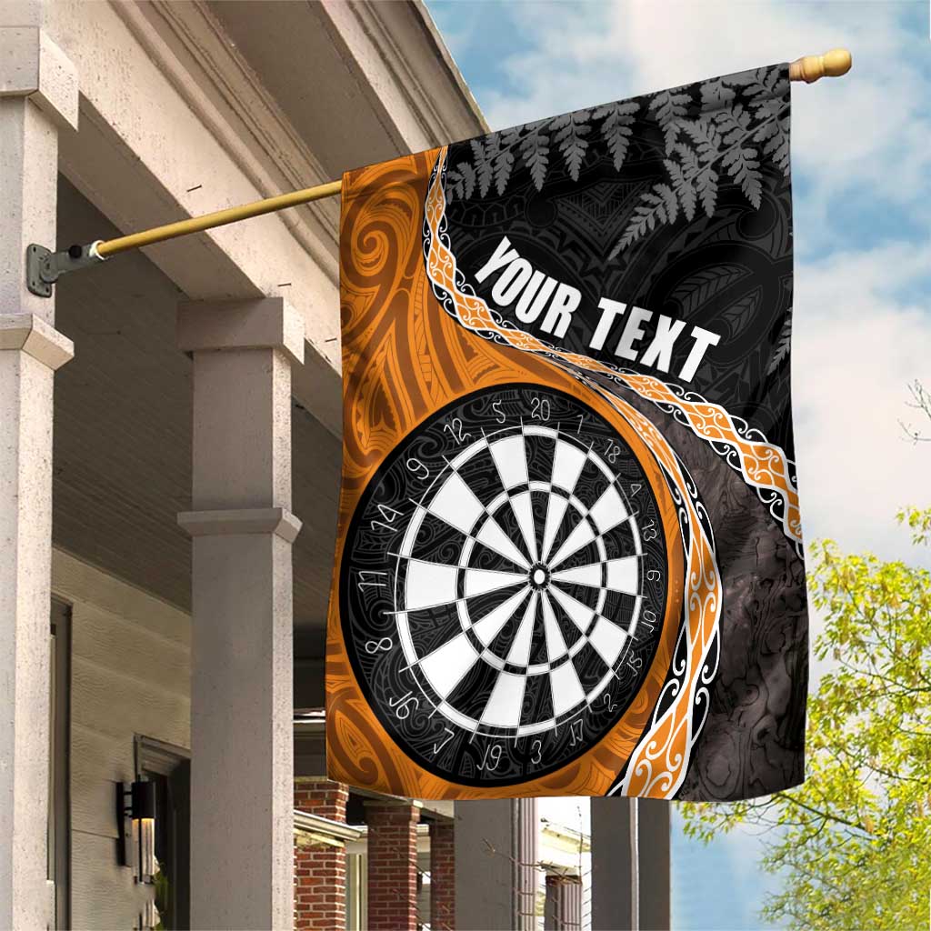 Personalised New Zealand Darts Garden Flag Koru Tribal Tattoo and Silver Fern Maori Pattern Orange Color LT03 House Flag Orange - Polynesian Pride