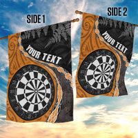 Personalised New Zealand Darts Garden Flag Koru Tribal Tattoo and Silver Fern Maori Pattern Orange Color LT03 - Polynesian Pride