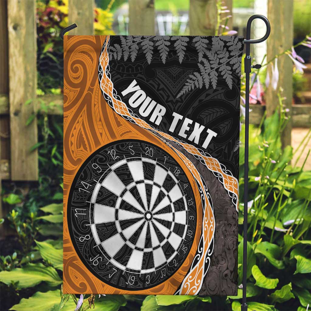 Personalised New Zealand Darts Garden Flag Koru Tribal Tattoo and Silver Fern Maori Pattern Orange Color LT03 Garden Flag Orange - Polynesian Pride