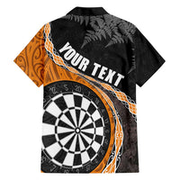 Personalised New Zealand Darts Hawaiian Shirt Koru Tribal Tattoo and Silver Fern Maori Pattern Orange Color LT03 - Polynesian Pride
