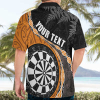 Personalised New Zealand Darts Hawaiian Shirt Koru Tribal Tattoo and Silver Fern Maori Pattern Orange Color LT03 - Polynesian Pride
