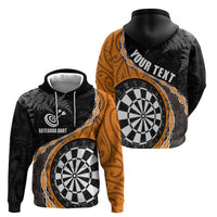 Personalised New Zealand Darts Hoodie Koru Tribal Tattoo and Silver Fern Maori Pattern Orange Color LT03 - Polynesian Pride