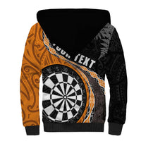 Personalised New Zealand Darts Sherpa Hoodie Koru Tribal Tattoo and Silver Fern Maori Pattern Orange Color LT03 - Polynesian Pride