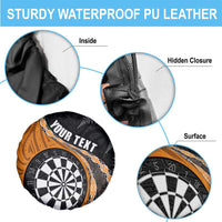 Personalised New Zealand Darts Spare Tire Cover Koru Tribal Tattoo and Silver Fern Maori Pattern Orange Color LT03 - Polynesian Pride