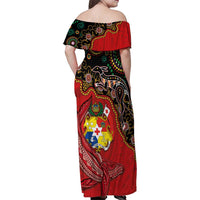 Tonga Ngatu and Australia Together Family Matching Off Shoulder Maxi Dress and Hawaiian Shirt Polynesian Humpback Whale and Aboriginal Kangaroo LT03 - Polynesian Pride