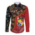 Tonga Ngatu and Australia Together Long Sleeve Button Shirt Polynesian Humpback Whale and Aboriginal Kangaroo