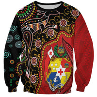 Tonga Ngatu and Australia Together Sweatshirt Polynesian Humpback Whale and Aboriginal Kangaroo