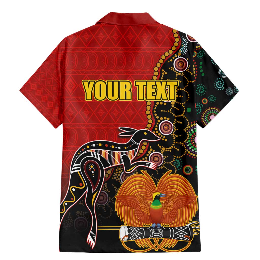 Personalised Papua New Guinea and Australia Together Family Matching Mermaid Dress and Hawaiian Shirt Bird-of-paradise and Kangaroo with Aboriginal Pattern LT03 - Polynesian Pride