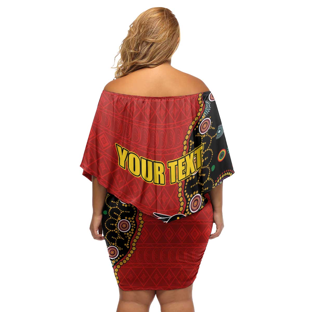 Personalised Papua New Guinea and Australia Together Family Matching Off Shoulder Short Dress and Hawaiian Shirt Bird-of-paradise and Kangaroo with Aboriginal Pattern LT03 - Polynesian Pride