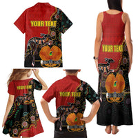 Personalised Papua New Guinea and Australia Together Family Matching Tank Maxi Dress and Hawaiian Shirt Bird-of-paradise and Kangaroo with Aboriginal Pattern LT03 - Polynesian Pride