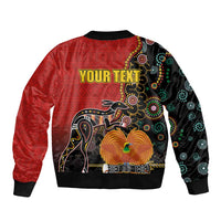 Personalised Papua New Guinea and Australia Together Sleeve Zip Bomber Jacket Bird-of-paradise and Kangaroo with Aboriginal Pattern