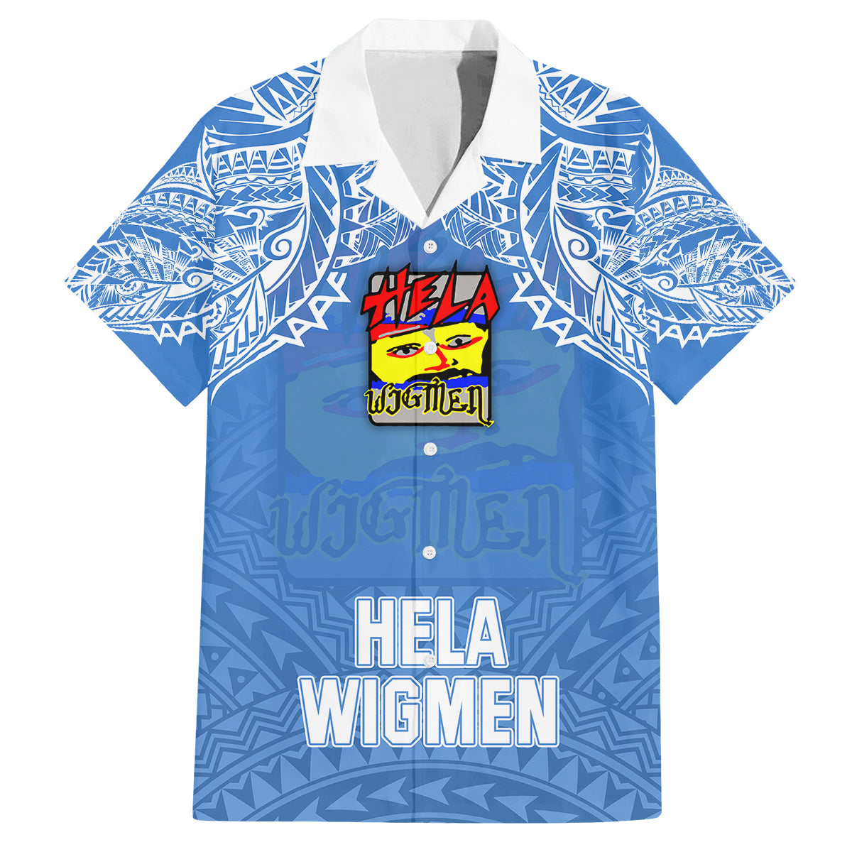 Hela Wigmen Rugby Family Matching Summer Maxi Dress and Hawaiian Shirt Papua New Guinea Polynesian Tattoo LT03 Dad's Shirt - Short Sleeve Blue - Polynesian Pride