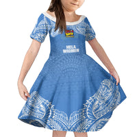 Custom Hela Wigmen Rugby Family Matching Summer Maxi Dress and Hawaiian Shirt Papua New Guinea Polynesian Tattoo LT03 Daughter's Dress Blue - Polynesian Pride