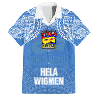 Custom Hela Wigmen Rugby Family Matching Tank Maxi Dress and Hawaiian Shirt Papua New Guinea Polynesian Tattoo LT03 Dad's Shirt - Short Sleeve Blue - Polynesian Pride