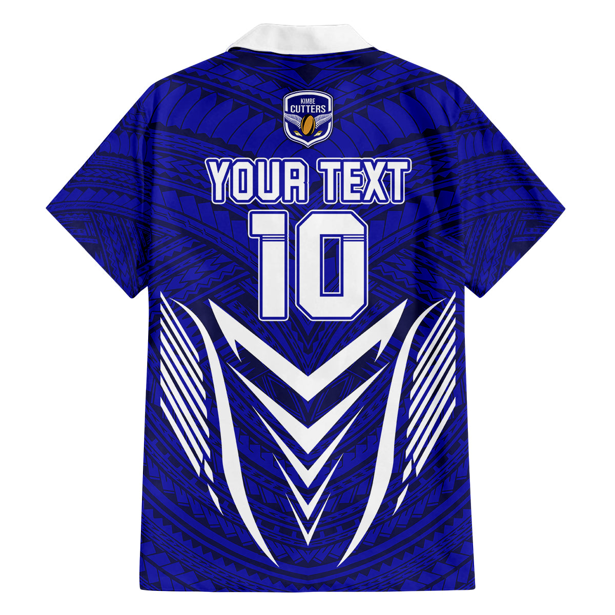 Custom Kimbe Cutters Rugby Family Matching Off Shoulder Short Dress and Hawaiian Shirt Papua New Guinea Polynesian Tattoo Blue Version LT03 - Polynesian Pride