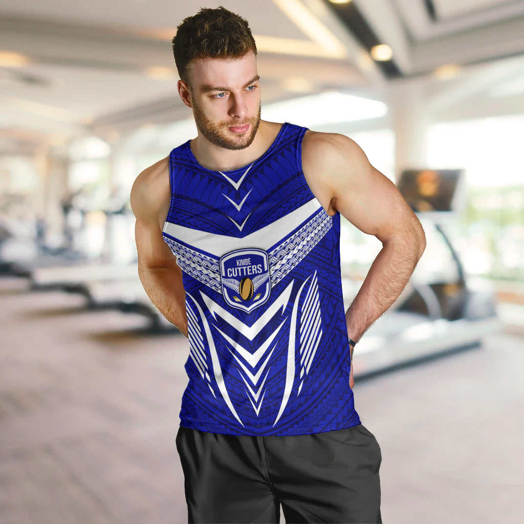 Custom Kimbe Cutters Rugby Men Tank Top Papua New Guinea Polynesian Tattoo Blue Version LT03 - Polynesian Pride