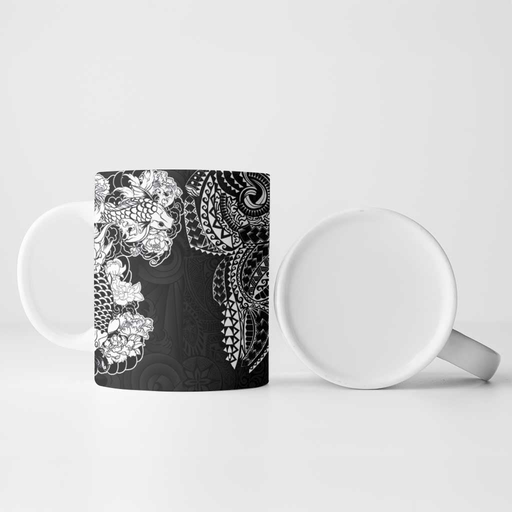 Japanese Irezumi and Hawaiian Polynesian Art Tattoo Ceramic Mug Black Color - Polynesian Pride