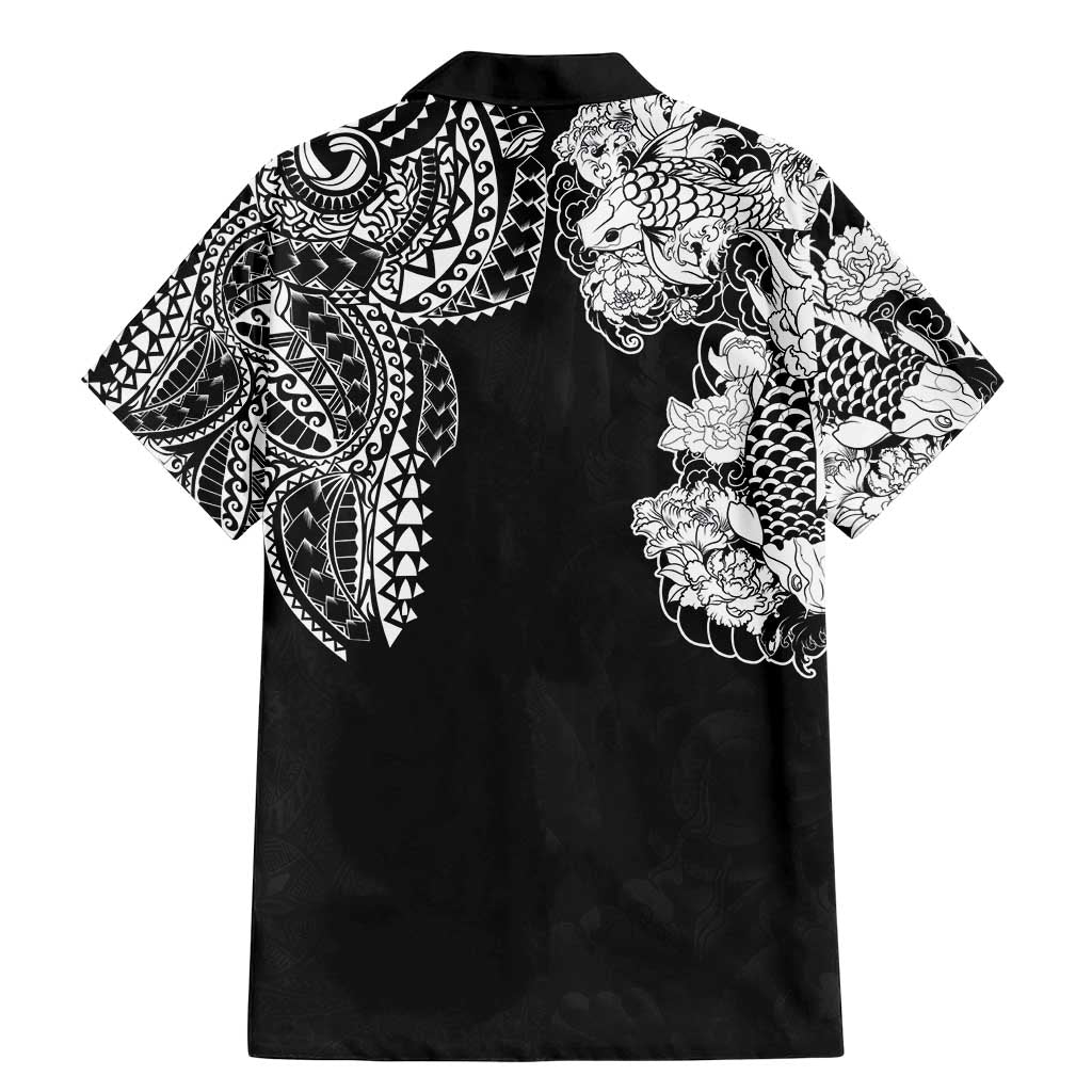 Japanese Irezumi and Hawaiian Polynesian Art Tattoo Family Matching Mermaid Dress and Hawaiian Shirt Black Color LT03 - Polynesian Pride