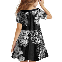 Japanese Irezumi and Hawaiian Polynesian Art Tattoo Family Matching Off Shoulder Maxi Dress and Hawaiian Shirt Black Color LT03 - Polynesian Pride